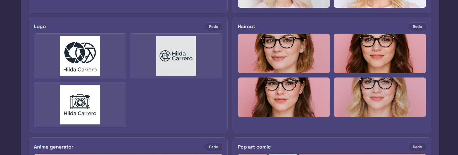Create your logo or persona signature based on your name and favorite colors — you can choose between multiple options.